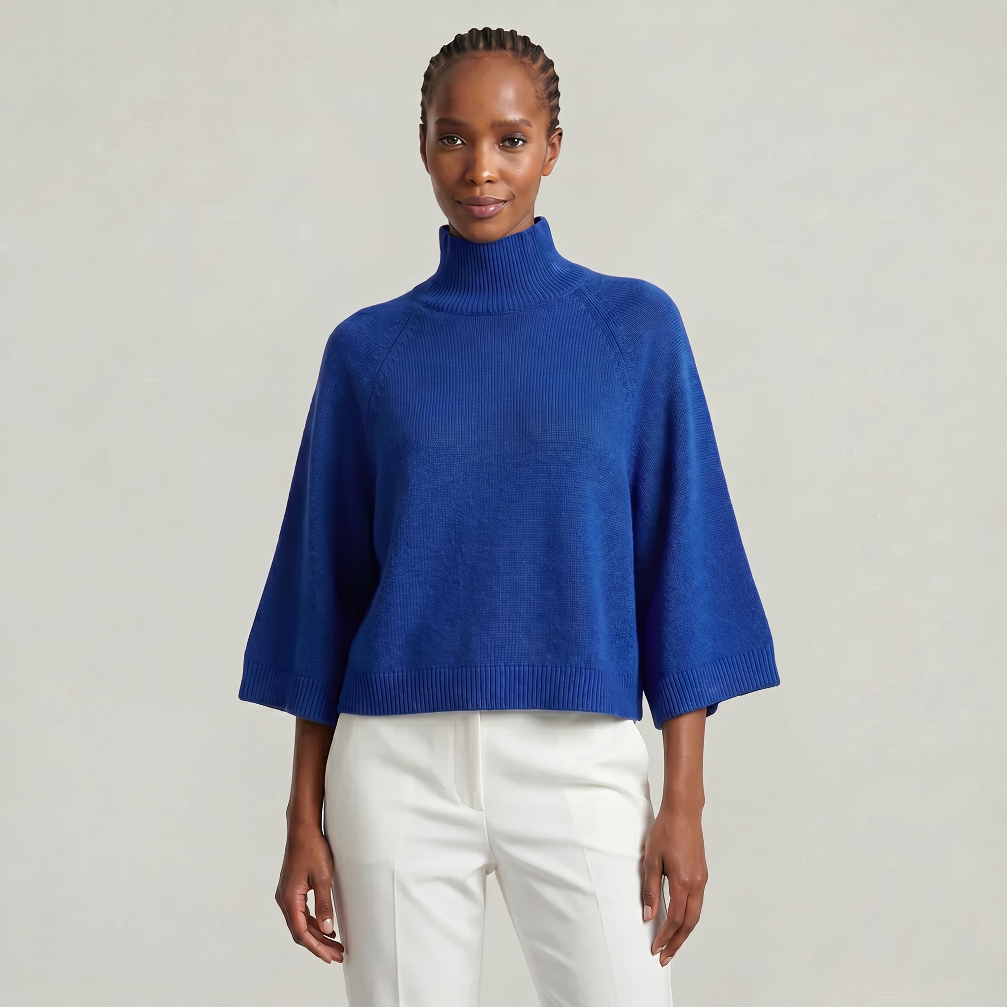 Women’s Turtleneck Sweater - Flared Sleeve Loose Fit Pullover