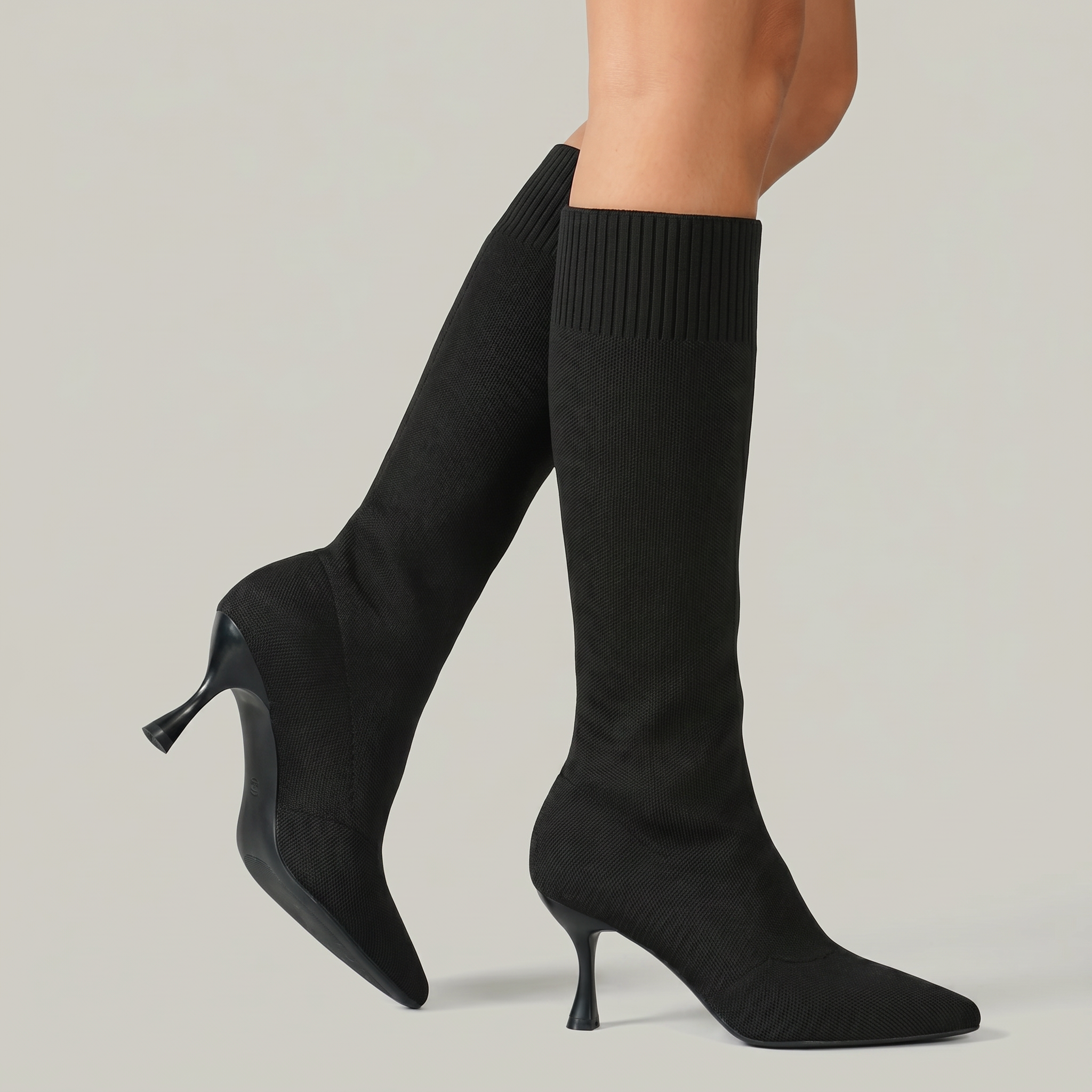Women’s Knit Sock Tall Boots - Pointed Toe Knee High Fit