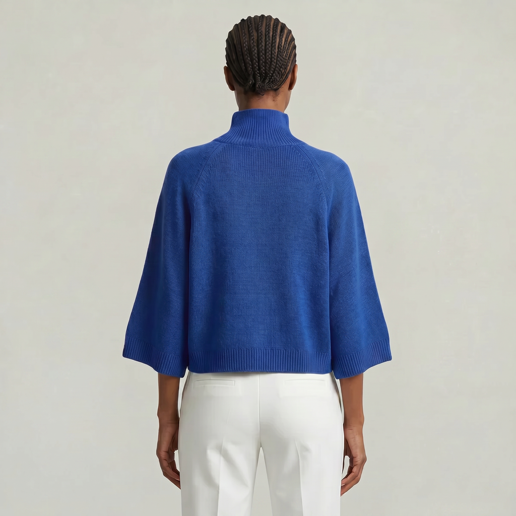 Women’s Turtleneck Sweater - Flared Sleeve Loose Fit Pullover