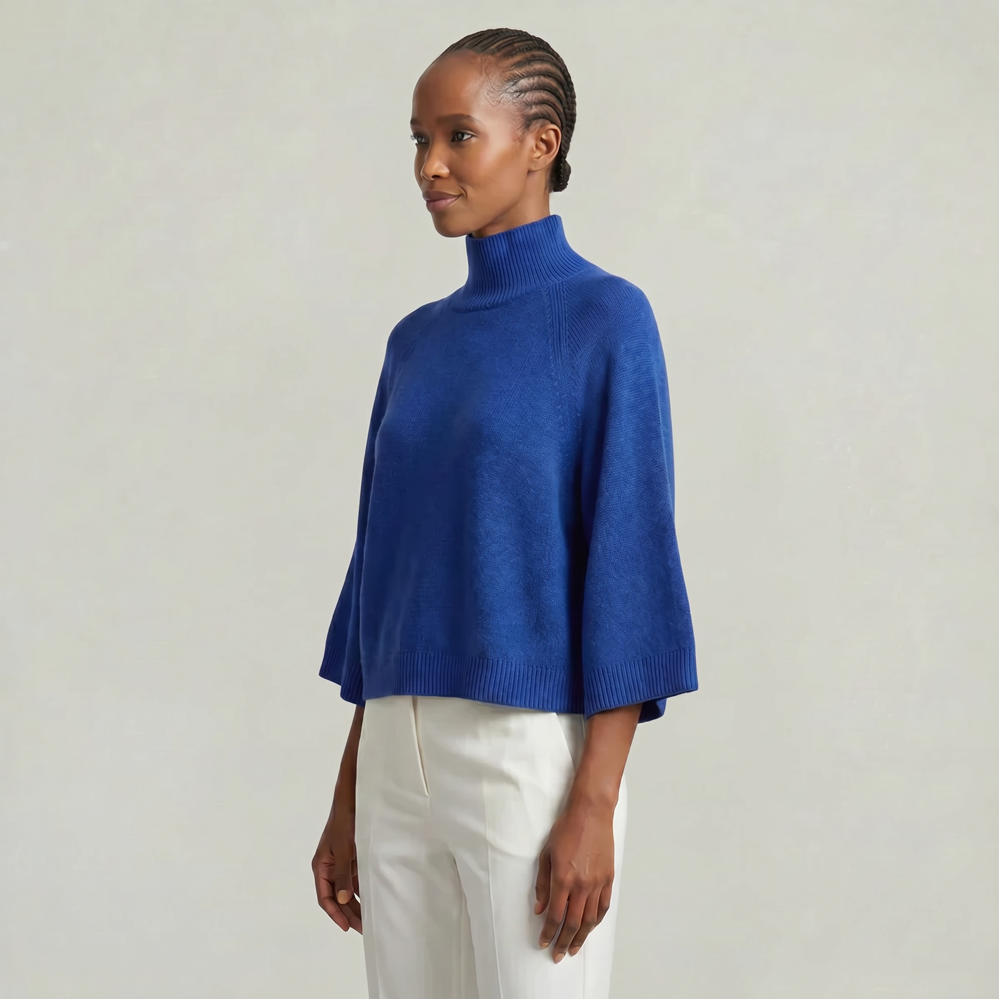 Women’s Turtleneck Sweater - Flared Sleeve Loose Fit Pullover