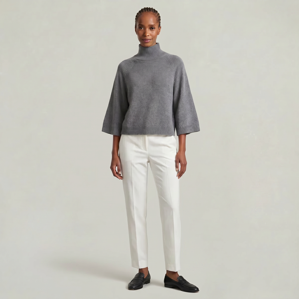 Women’s Turtleneck Sweater - Flared Sleeve Loose Fit Pullover