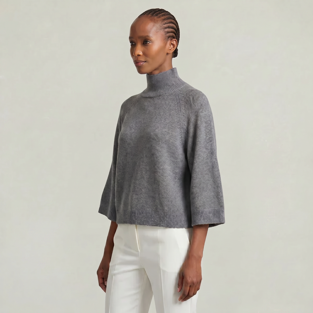 Women’s Turtleneck Sweater - Flared Sleeve Loose Fit Pullover