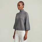Women’s Turtleneck Sweater - Flared Sleeve Loose Fit Pullover