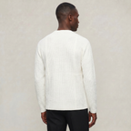 Men's Textured Knit Crewneck Sweater - Long Sleeve Relaxed Fit Smart Casual Winter Jumper