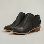 Women’s Pointed Toe Ankle Boots - Back Zip Chunky Heel Boots