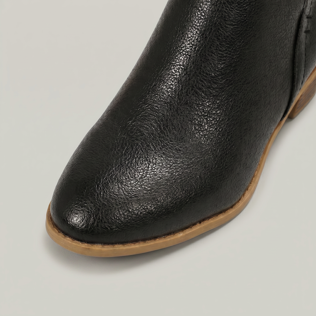 Women’s Pointed Toe Ankle Boots - Back Zip Chunky Heel Boots