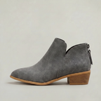 Women’s Pointed Toe Ankle Boots - Back Zip Chunky Heel Boots
