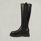 Women’s Knee High Boots - Back Zip Lug Sole Fit