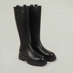 Women’s Knee High Boots - Back Zip Lug Sole Fit