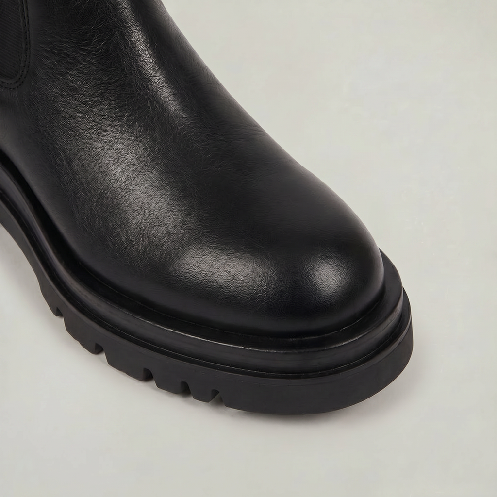 Women’s Knee High Boots - Back Zip Lug Sole Fit