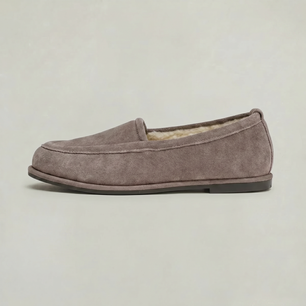 Women’s Suede Fur Lined Loafers - Slip On Winter Flats