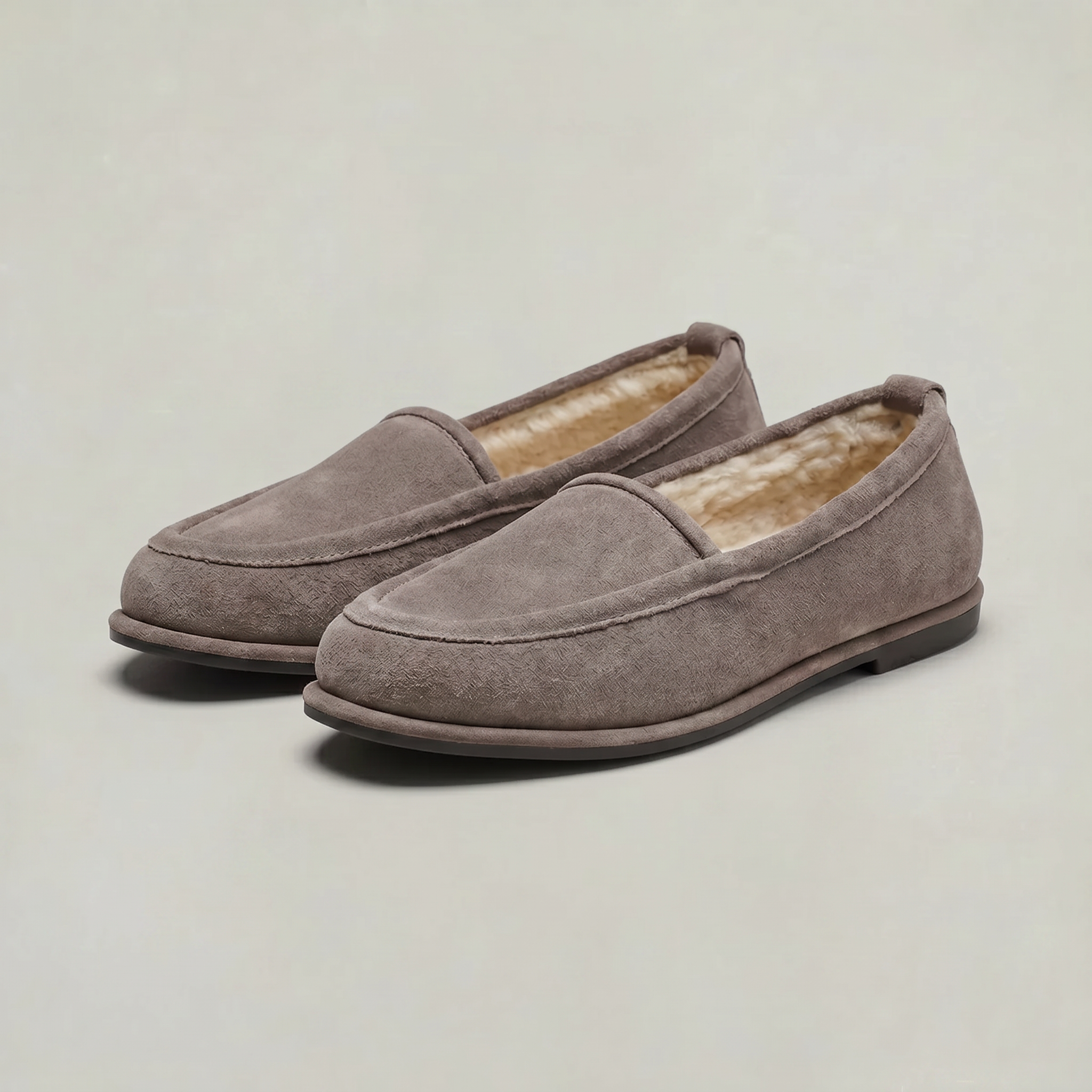 Women’s Suede Fur Lined Loafers - Slip On Winter Flats