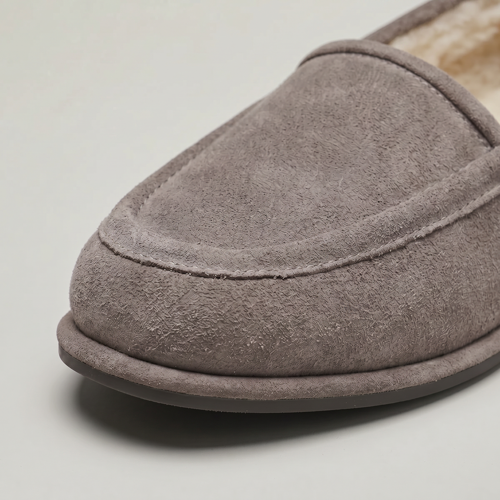 Women’s Suede Fur Lined Loafers - Slip On Winter Flats