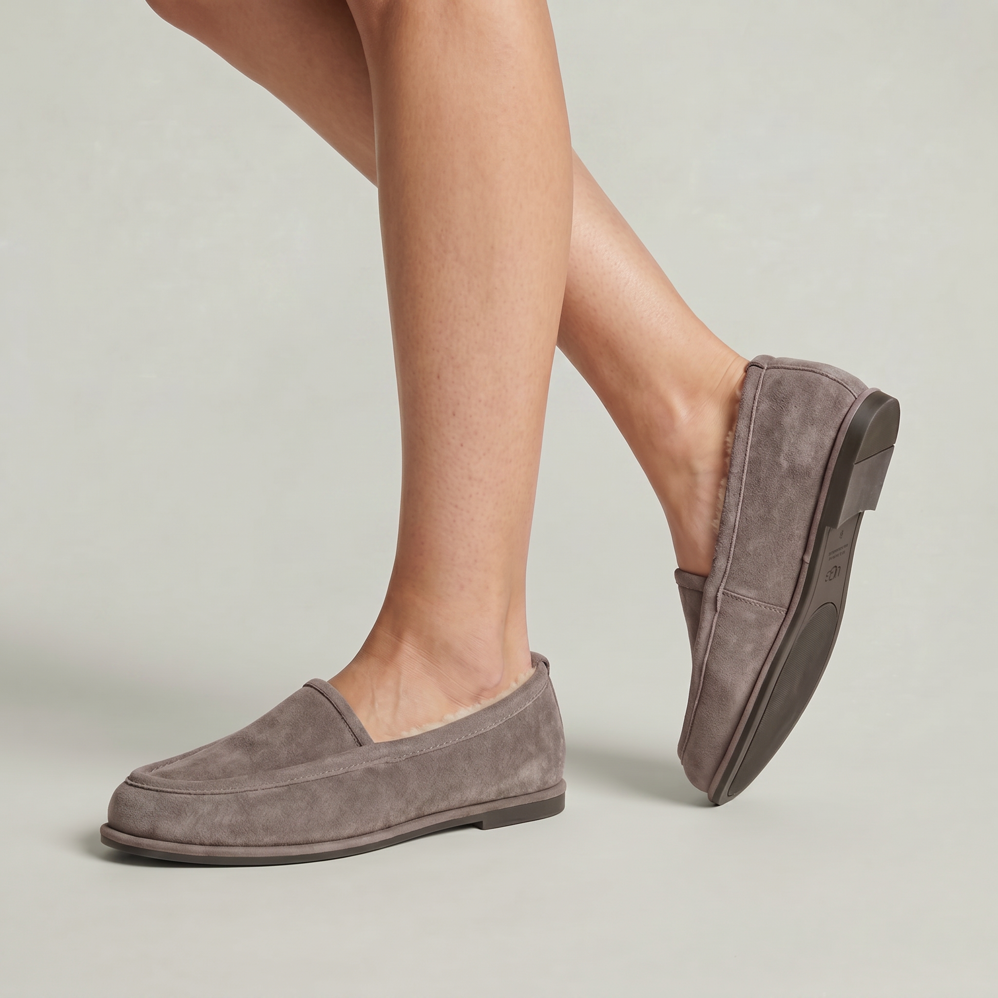 Women’s Suede Fur Lined Loafers - Slip On Winter Flats