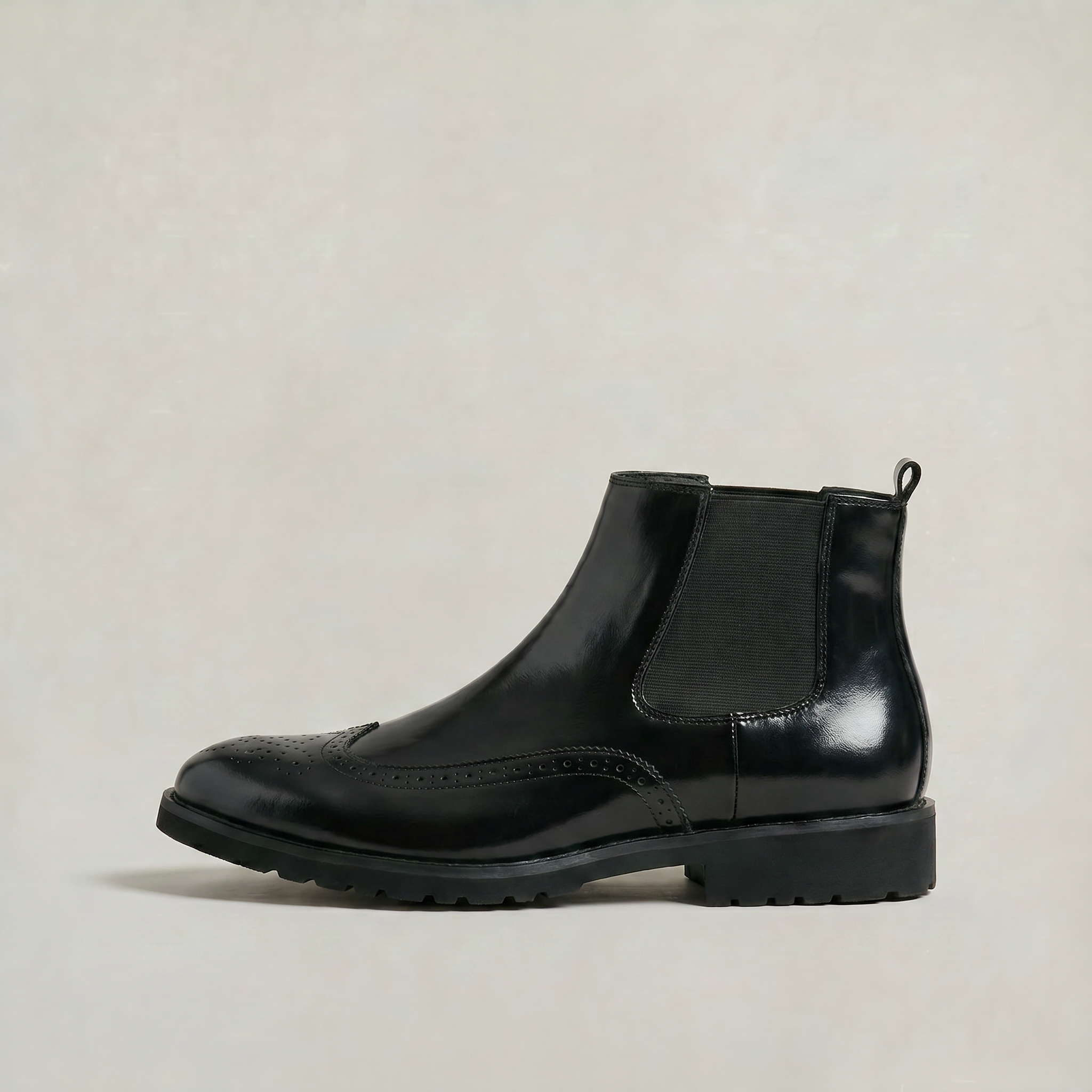 Men's Brogue Chelsea Boots - Wingtip Slip-On Ankle Boots Smart Casual Winter