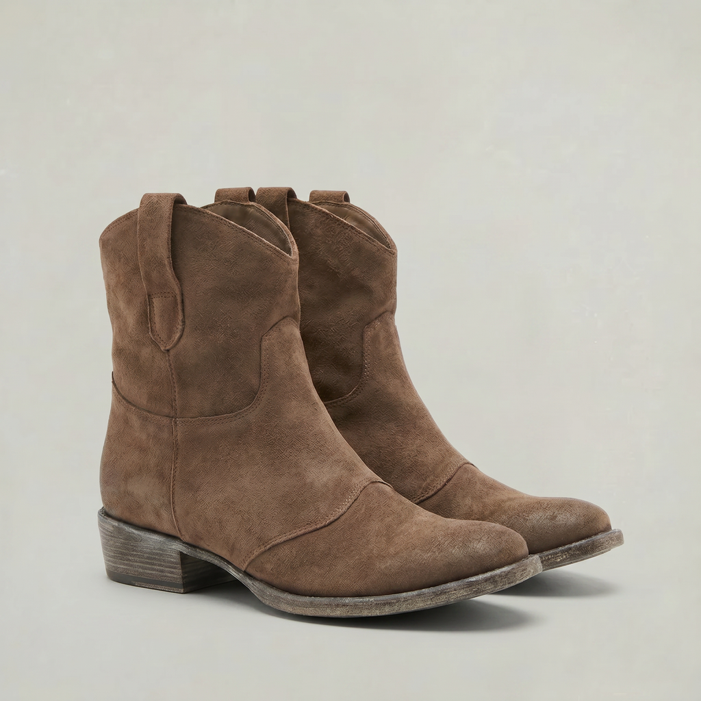 Women Suede Western Ankle Boots