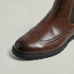 Men's Brogue Chelsea Boots - Wingtip Slip-On Ankle Boots Smart Casual Winter