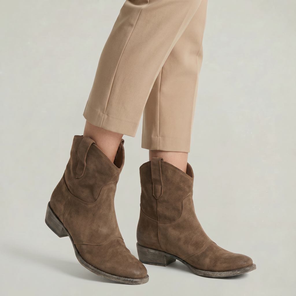 Women Suede Western Ankle Boots