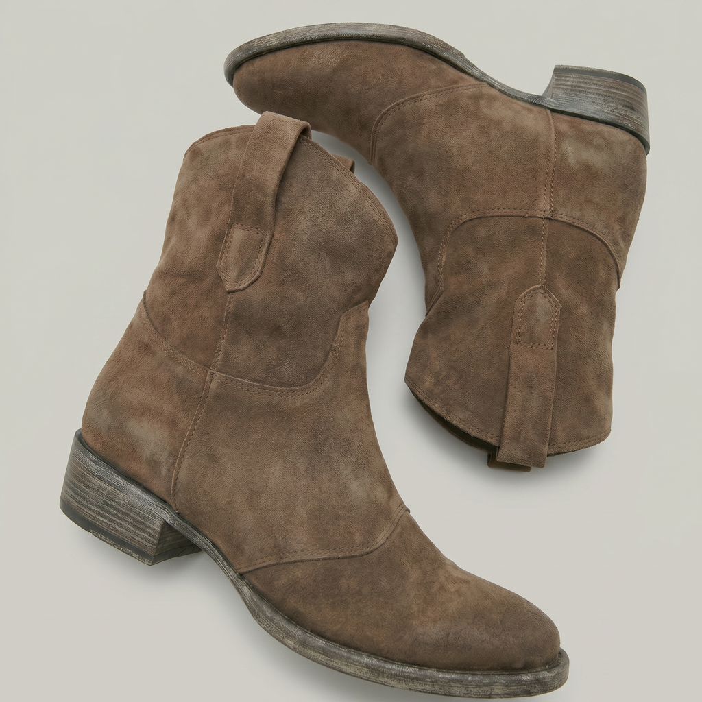 Women Suede Western Ankle Boots