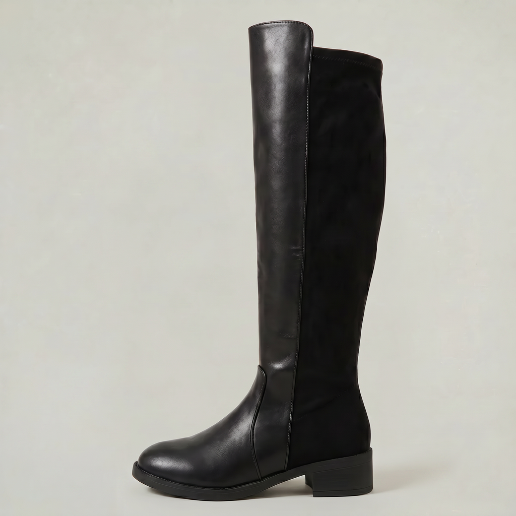 Women’s Knee-High Leather Boots -  Pull-On Tall Boots