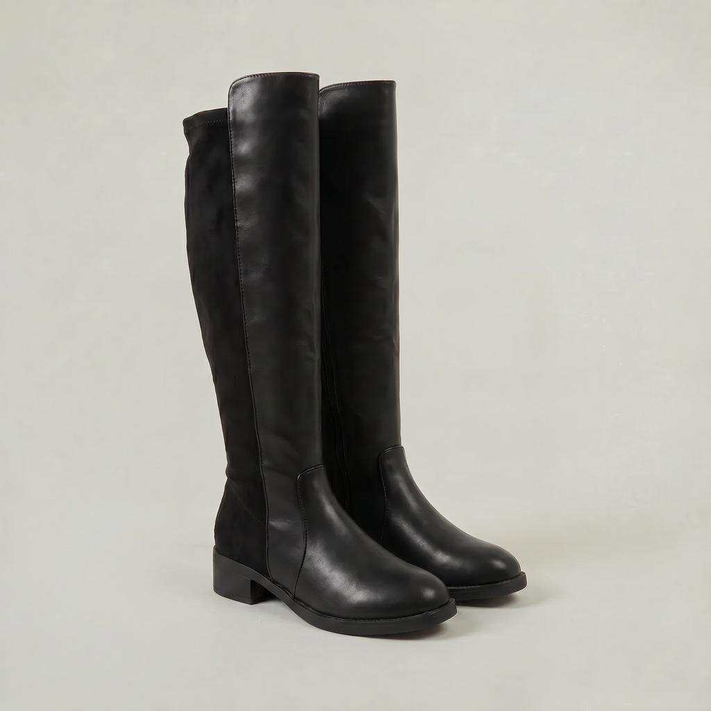 Women’s Knee-High Leather Boots -  Pull-On Tall Boots