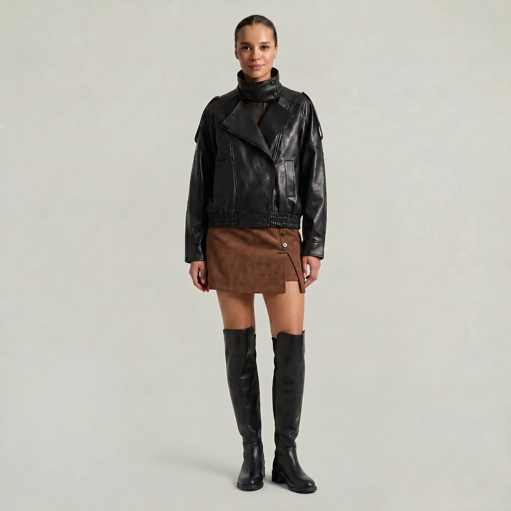 Women’s Knee-High Leather Boots -  Pull-On Tall Boots