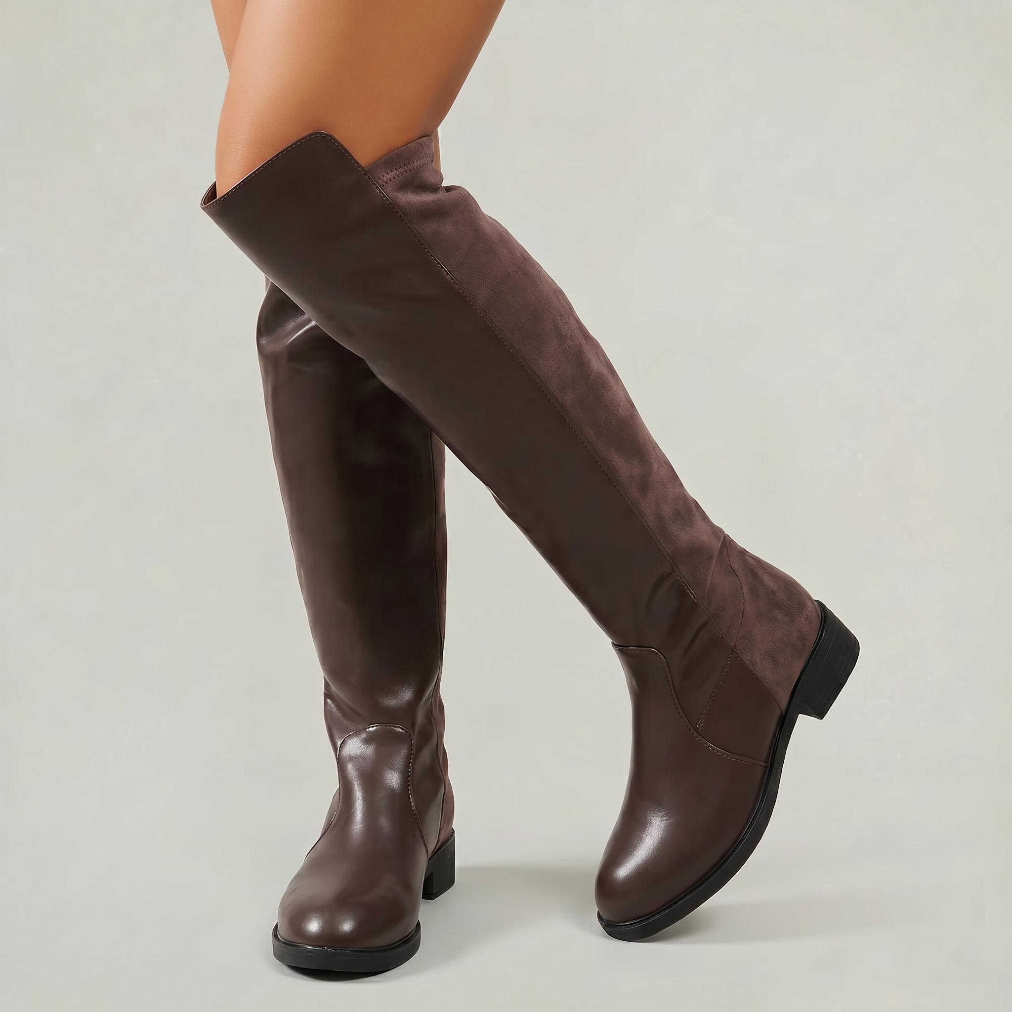 Women’s Knee-High Leather Boots -  Pull-On Tall Boots