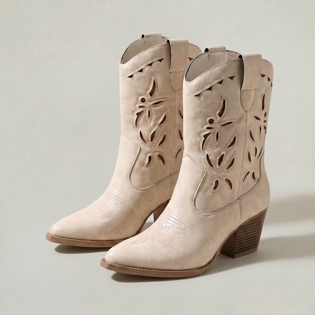 Women’s Slip-On Boots - Western Block Heel Regular Fit