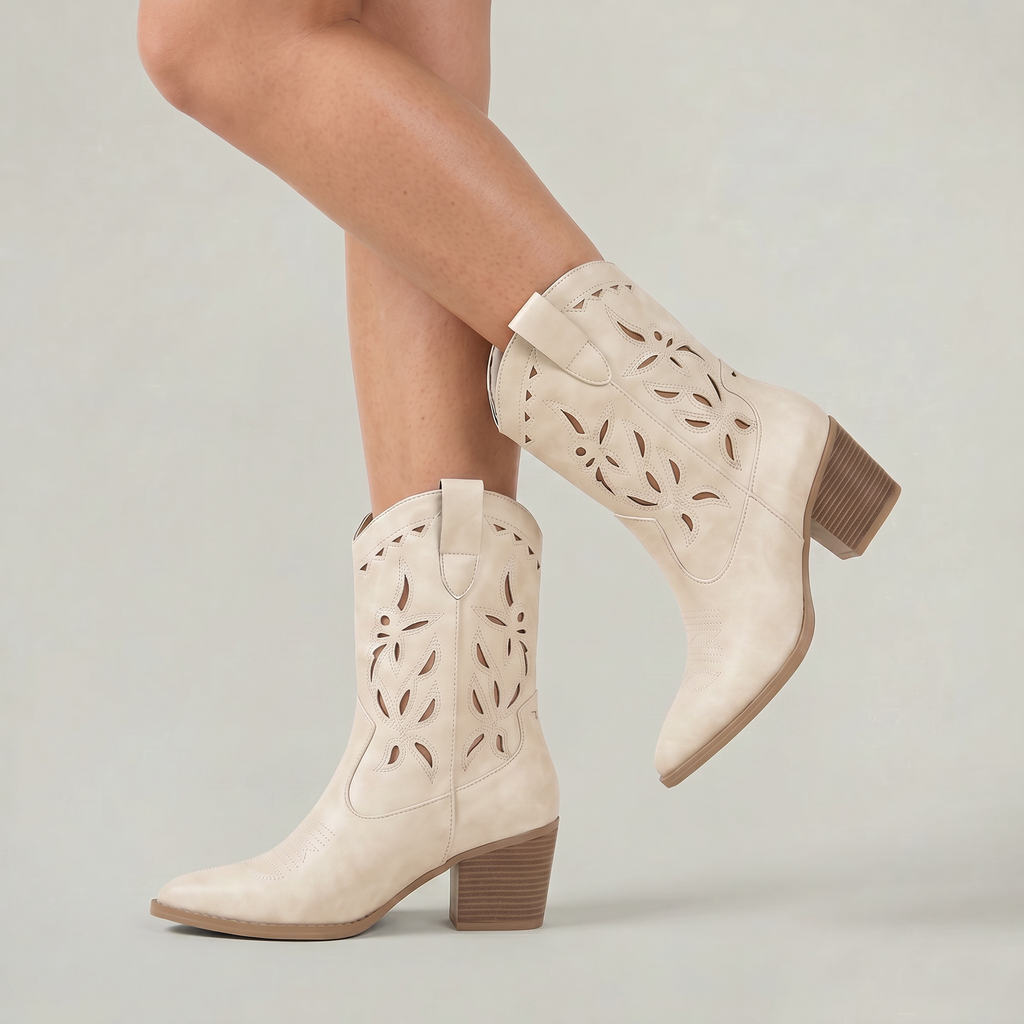 Women’s Slip-On Boots - Western Block Heel Regular Fit
