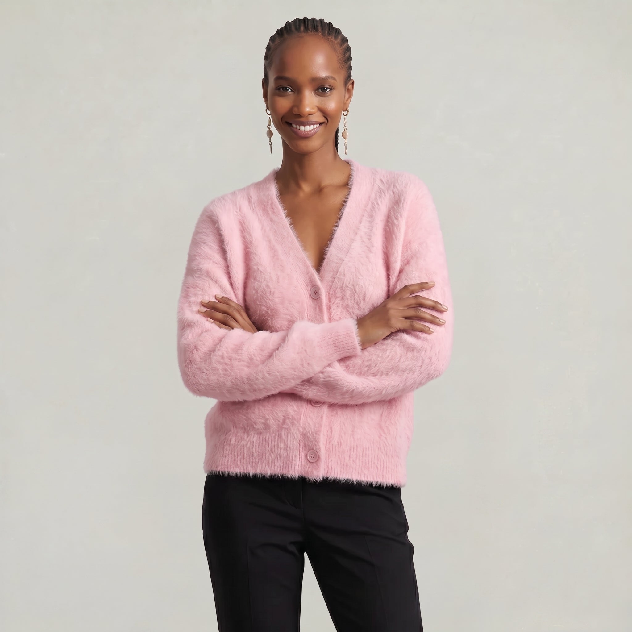 Women’s Fleece Cardigan - Soft Knit Button-Up Relaxed Fit