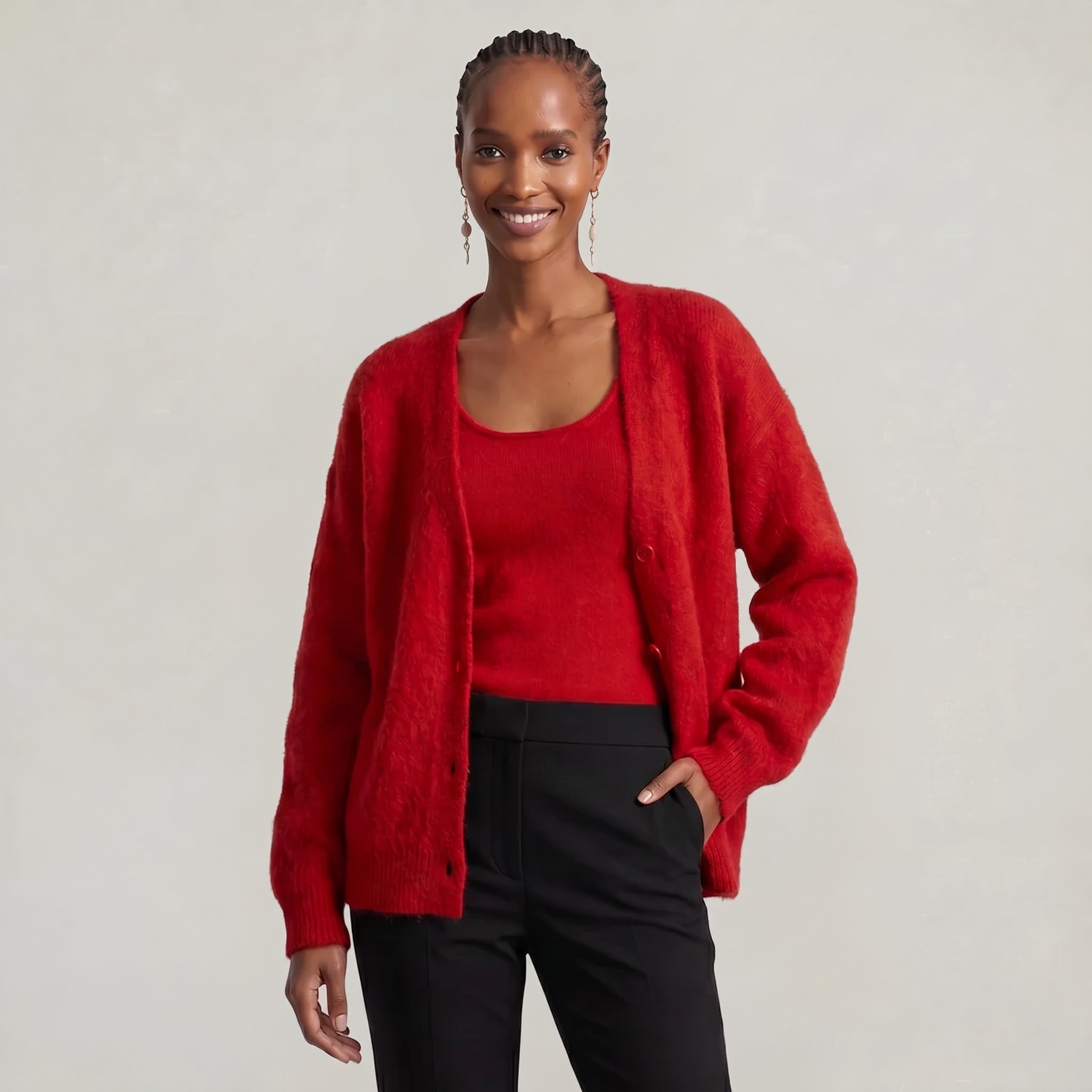 Women’s Fleece Cardigan - Soft Knit Button-Up Relaxed Fit