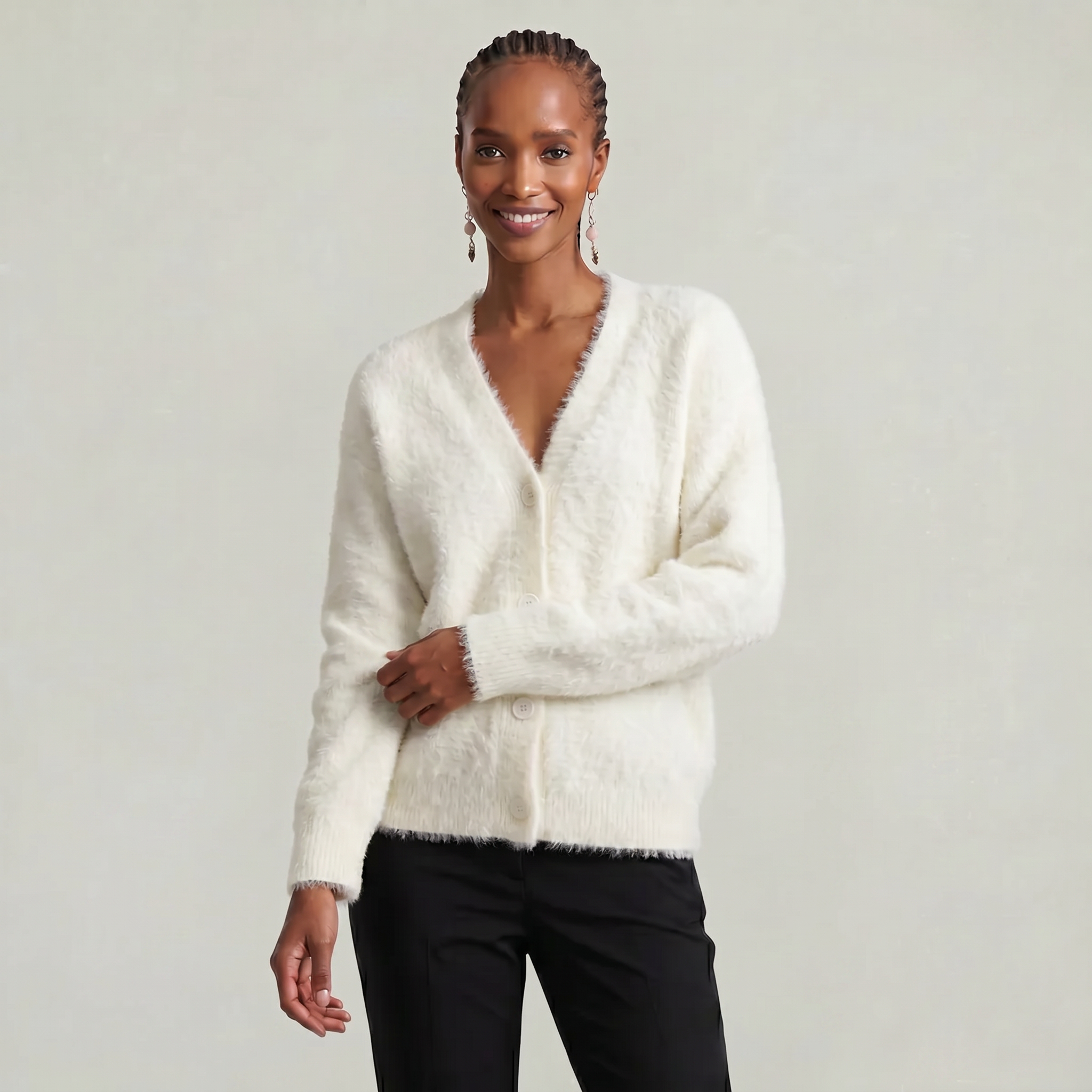 Women’s Fleece Cardigan - Soft Knit Button-Up Relaxed Fit