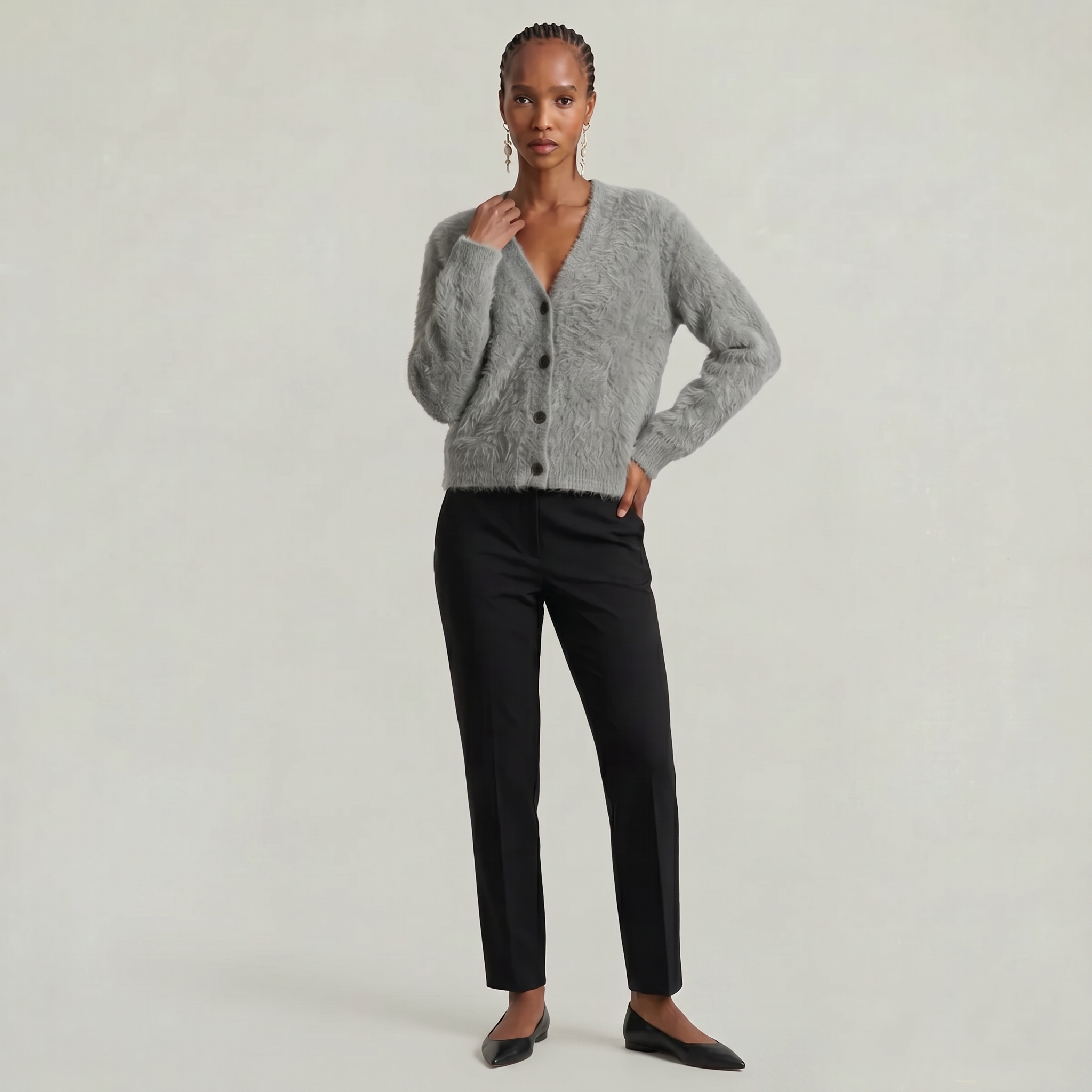 Women’s Fleece Cardigan - Soft Knit Button-Up Relaxed Fit