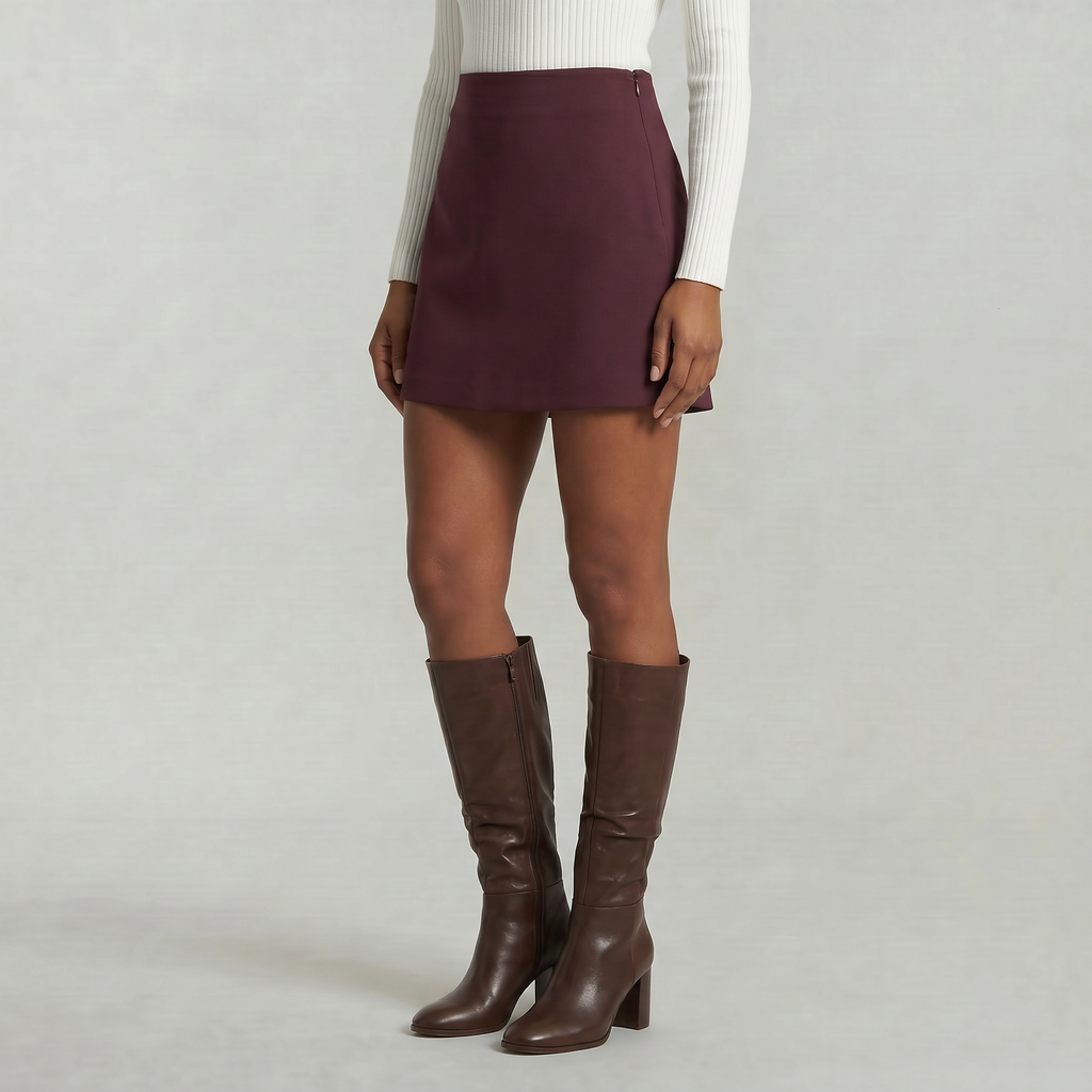 Women’s Solid Skort - High Waist Side Zipper Mini Shorts Skirt