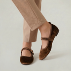 Women’s Low-Cut Square-Toe Flat Shoes - Buckle Strap Comfort Fit