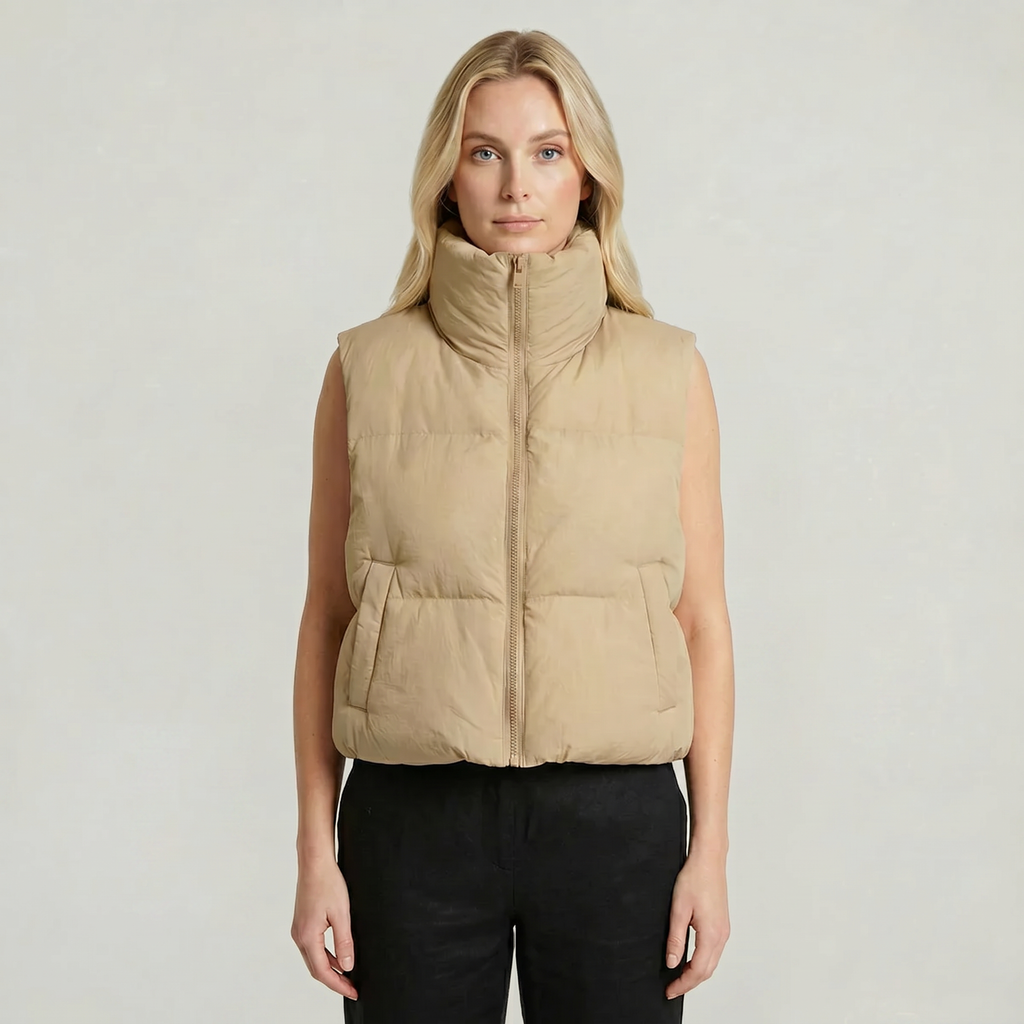 Women’s Lightweight Quilted Puffer Vest - Casual Zip Up Outerwear