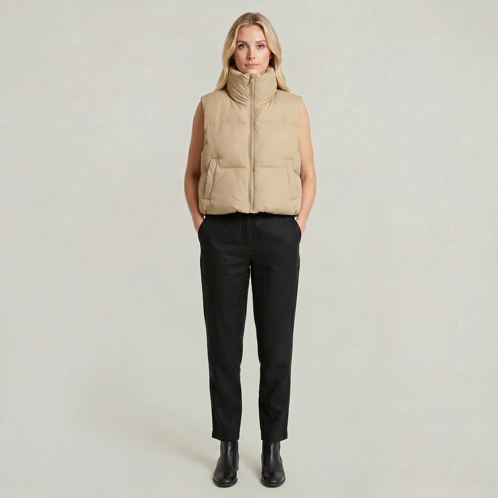 Women’s Lightweight Quilted Puffer Vest - Casual Zip Up Outerwear