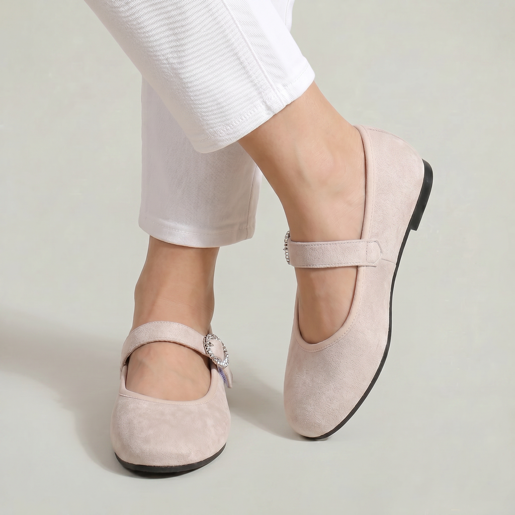 Women’s Casual Flat Shoes - Buckle Strap Comfort Fit