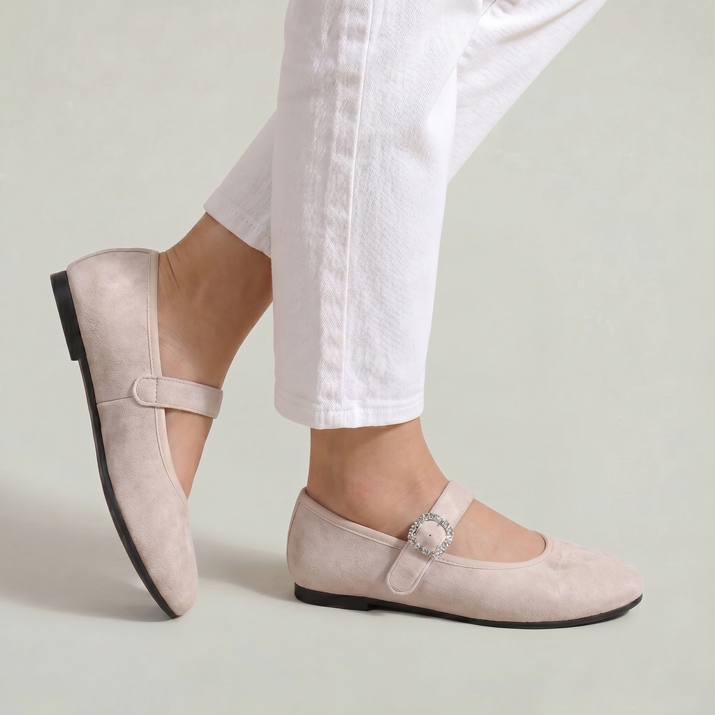 Women’s Casual Flat Shoes - Buckle Strap Comfort Fit