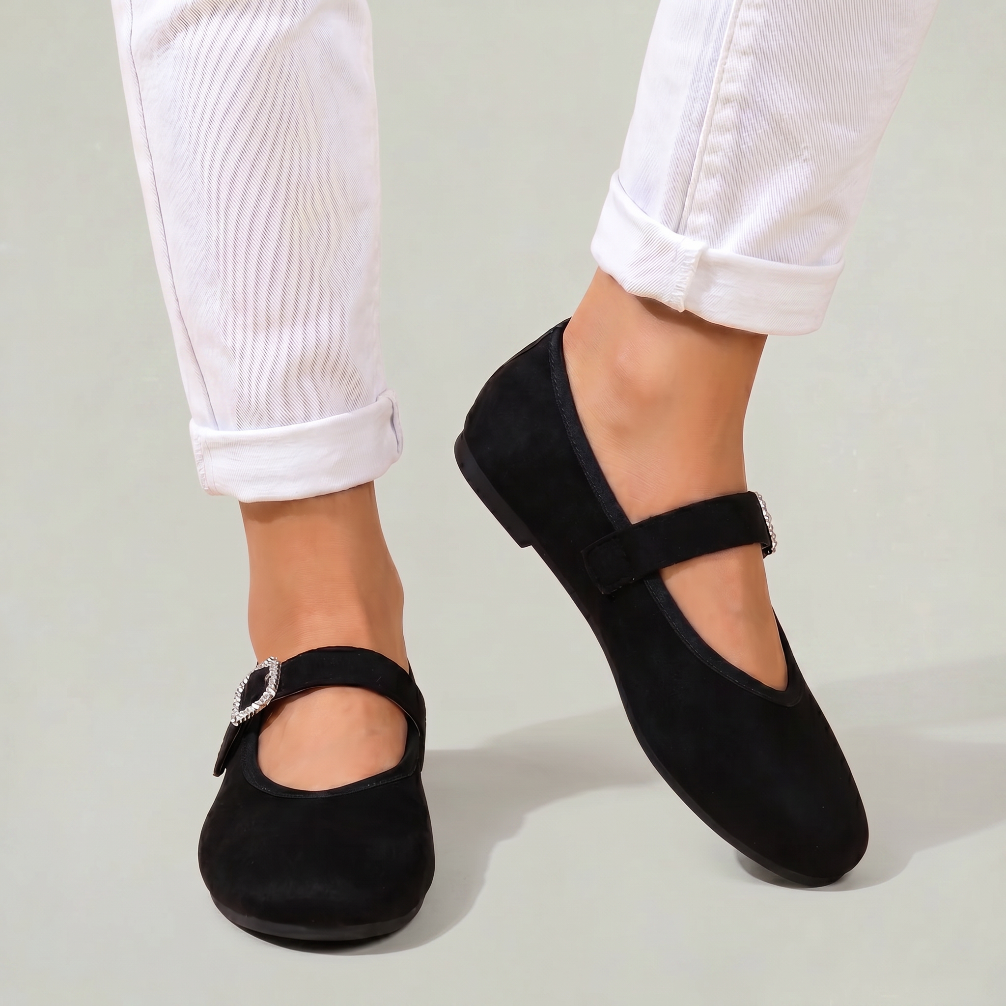 Women’s Casual Flat Shoes - Buckle Strap Comfort Fit