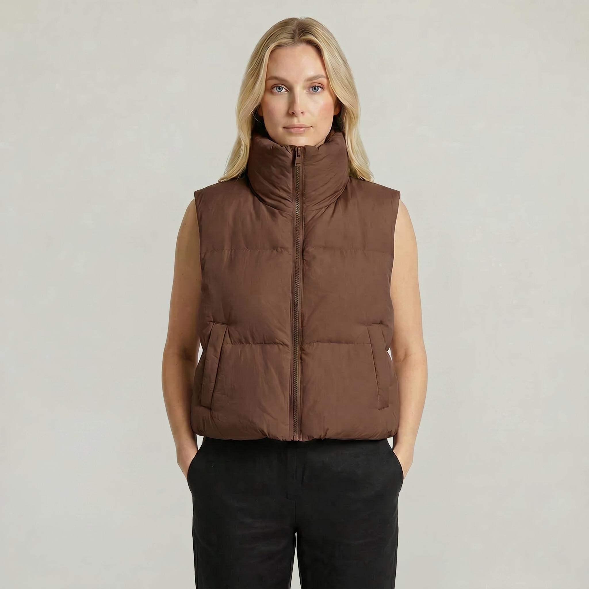 Women’s Lightweight Quilted Puffer Vest - Casual Zip Up Outerwear
