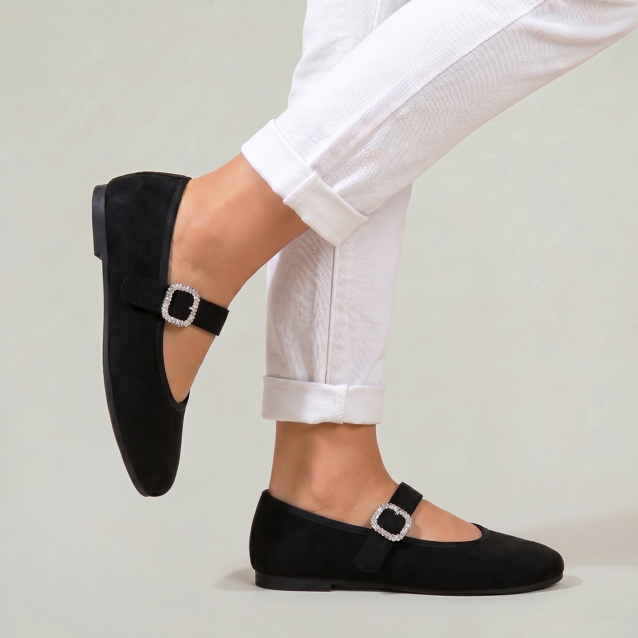 Women’s Casual Flat Shoes - Buckle Strap Comfort Fit