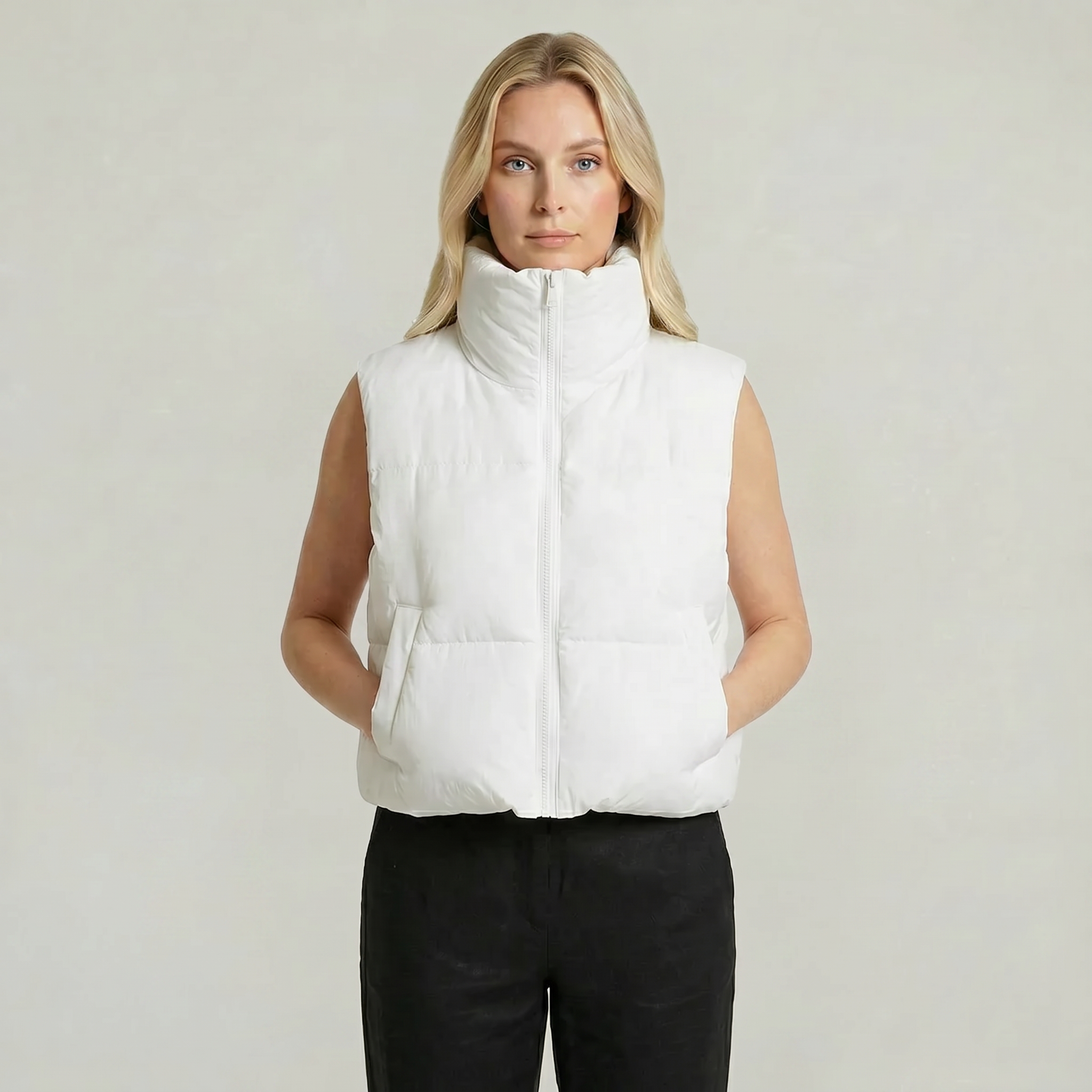 Women’s Lightweight Quilted Puffer Vest - Casual Zip Up Outerwear