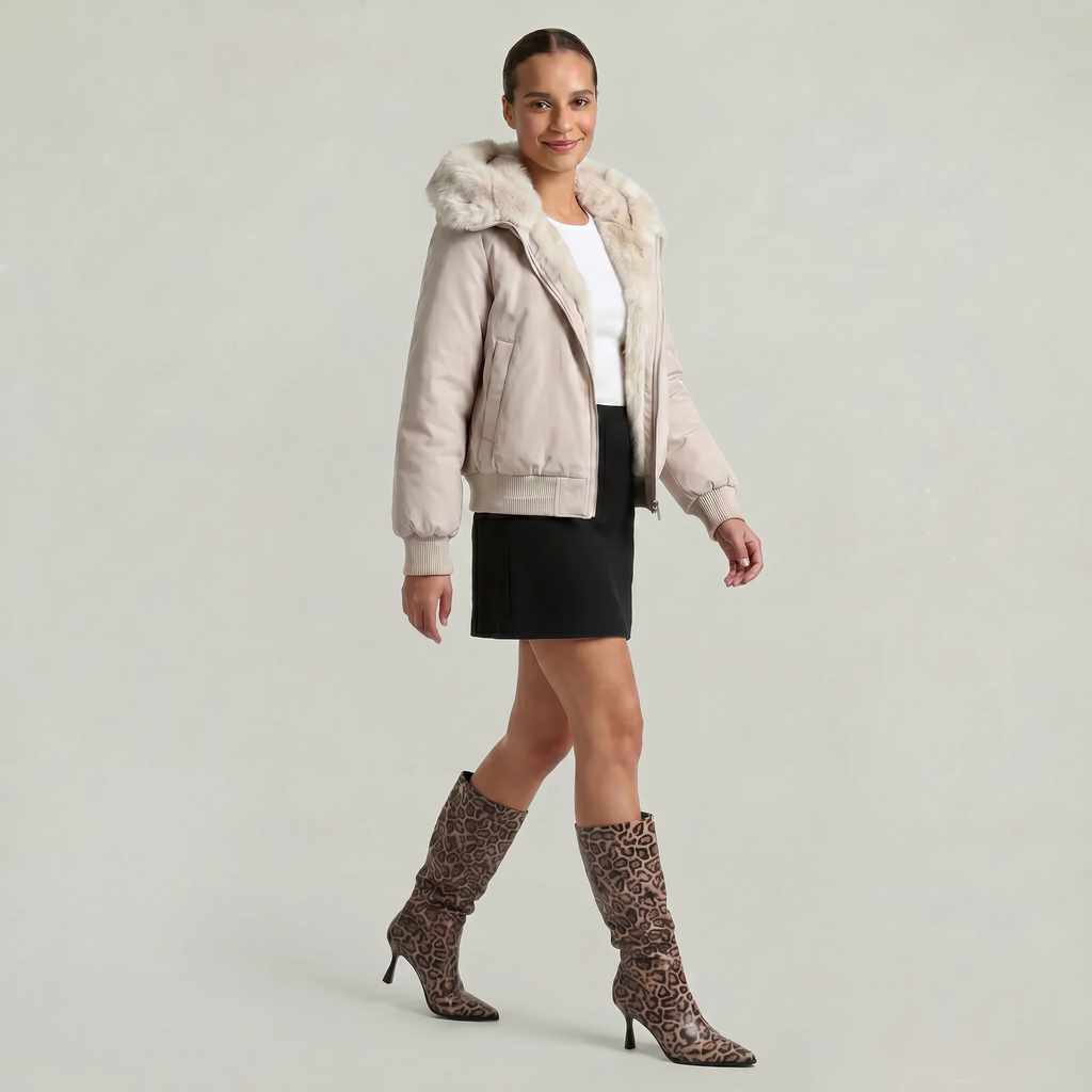 Women’s Leopard Print Slouch Mid-Calf Boots - Stiletto Heel Fit