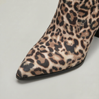 Women’s Leopard Print Slouch Mid-Calf Boots - Stiletto Heel Fit