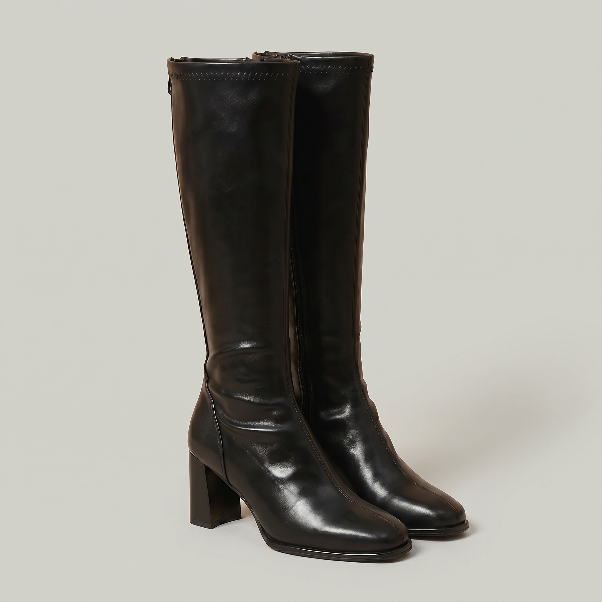 Women’s Knee High Boots - Square Toe Block Heel Tall Boots