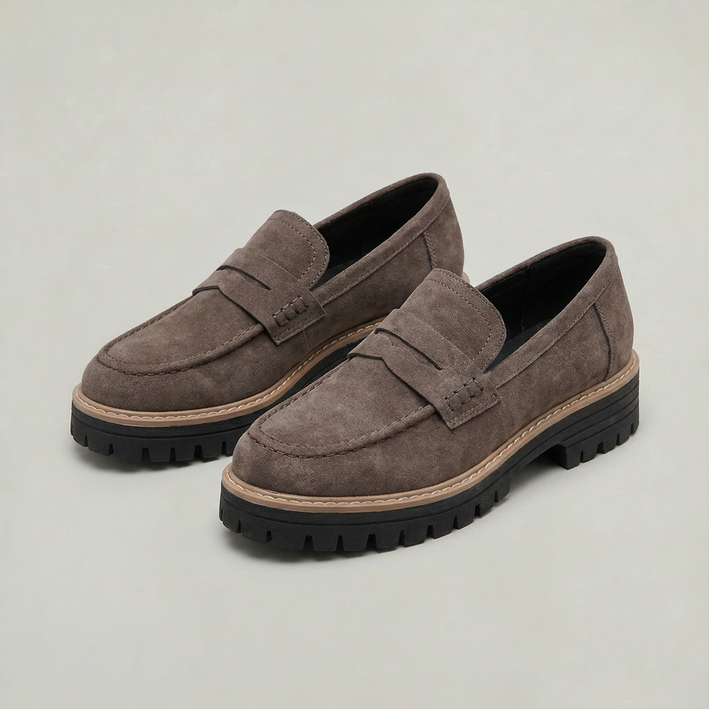 Women’s Chunky Loafers Penny Strap Lug Sole