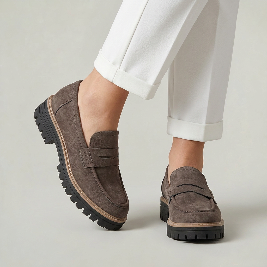 Women’s Chunky Loafers Penny Strap Lug Sole