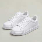 Women’s White Dress Sneakers - Casual Lace-Up Everyday Shoes