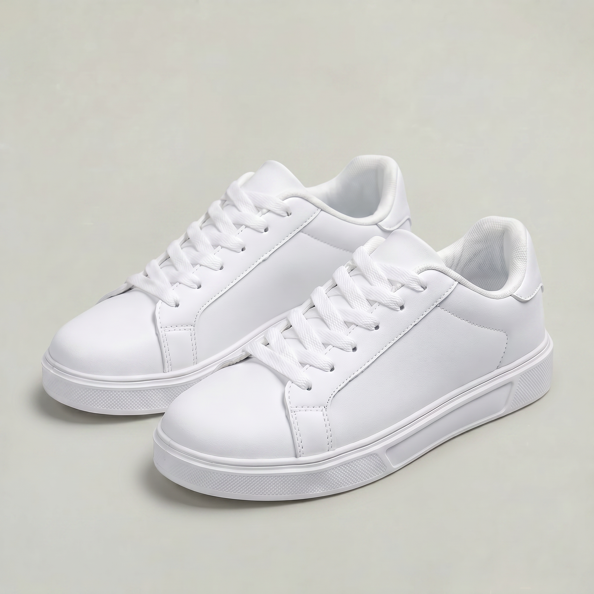Women’s White Dress Sneakers - Casual Lace-Up Everyday Shoes